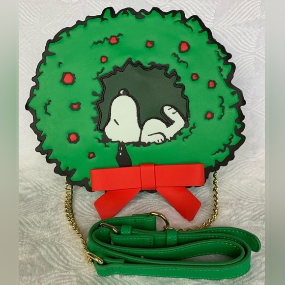 Loungefly Peanuts Snoopy Light-Up Holiday Wreath Crossbody Bag - Picture 15 of 15